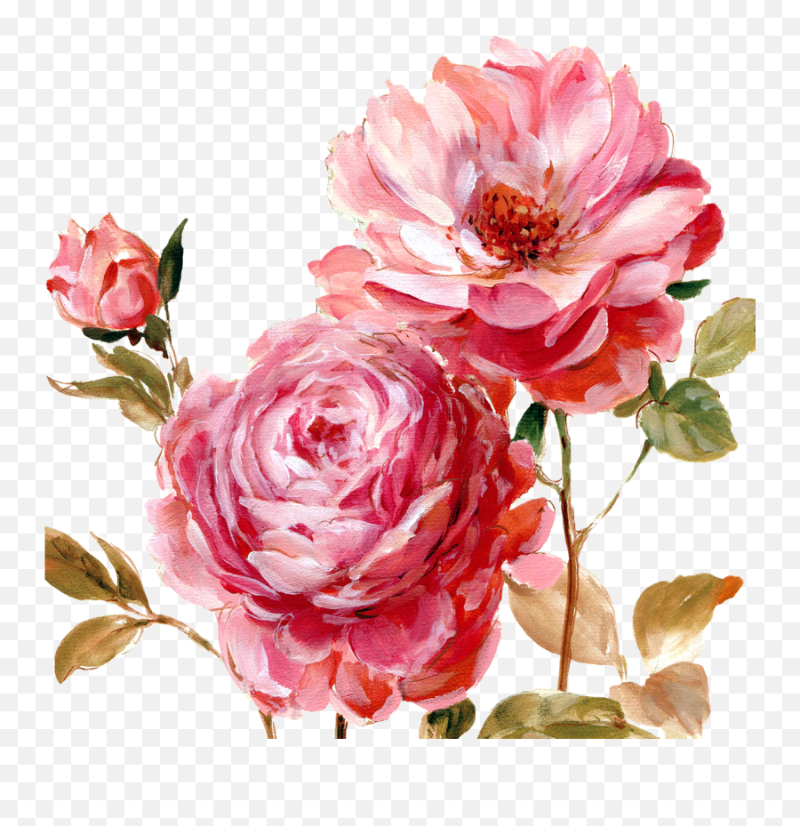 Decoupage Flower Flower Painting Flower Painting Png - Floral Painted Flowers Png Emoji,Painting Png