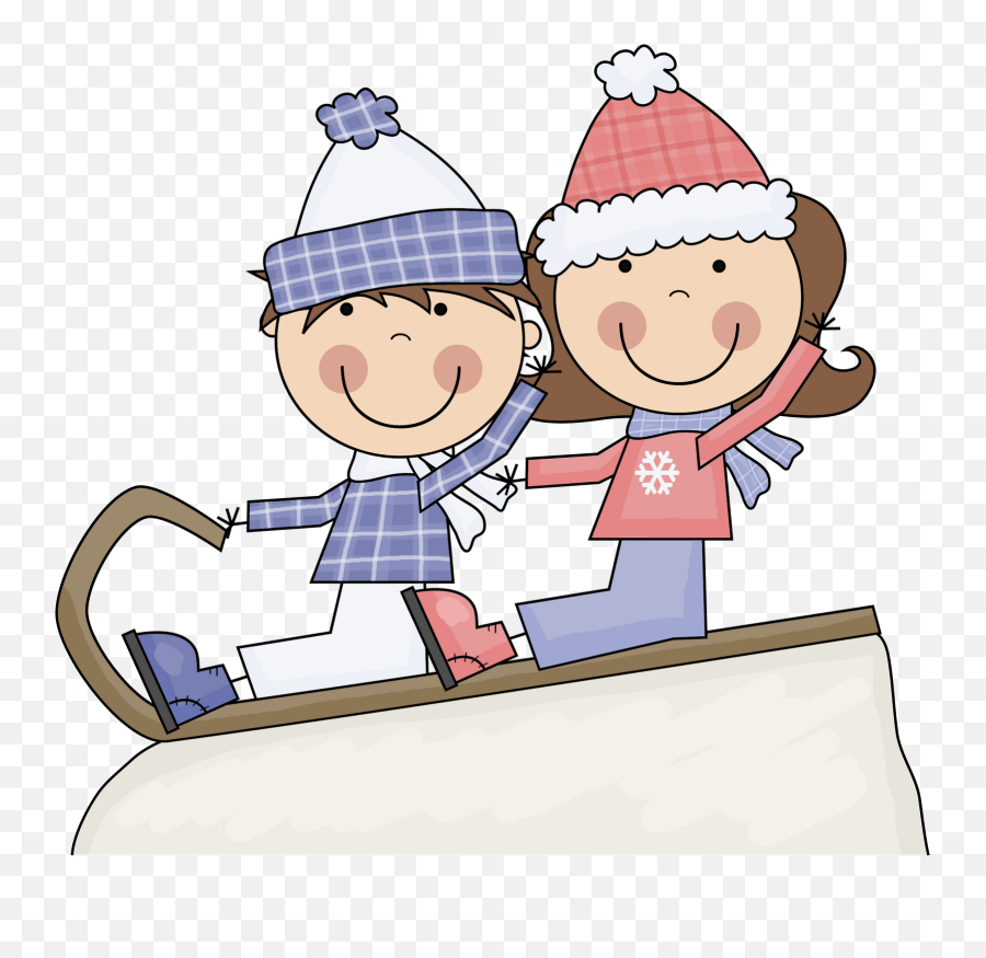 Kids Playing In Snow Clipart Clip Art - Clipart Kids On Sled Emoji,Snow Clipart