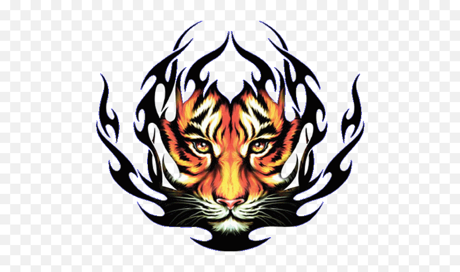 Library Of Panther Face Image Black And White Download - Tiger Tattoo With Flames Emoji,Panther Clipart