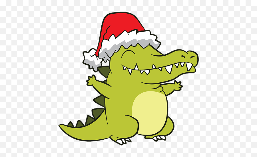 Alligator With Santa Hat Crocodile Christmas Alligator Emoji,Santa Claus Hat Transparent