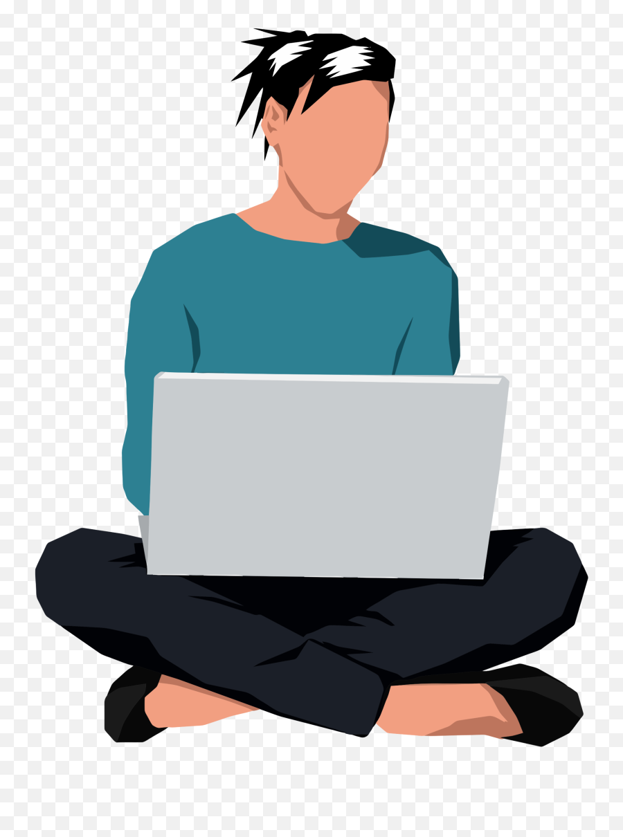 Person Clipart Laptop Person Laptop - Sitting Down On Laptop Emoji,Laptop Clipart