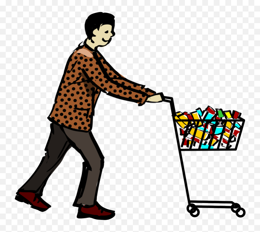 Man With Japanese Shopping Cart - Man Shopping Clipart Emoji,Shopping Carts Clipart