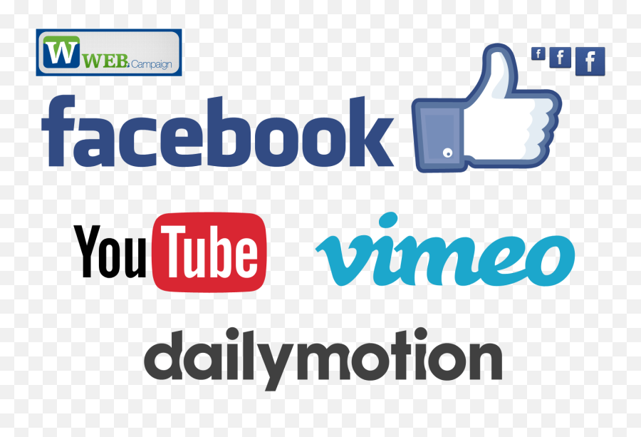 Download Facebook Youtube Vimeo And Dailymotion Text Logos - Facebook Emoji,Youtube Logos