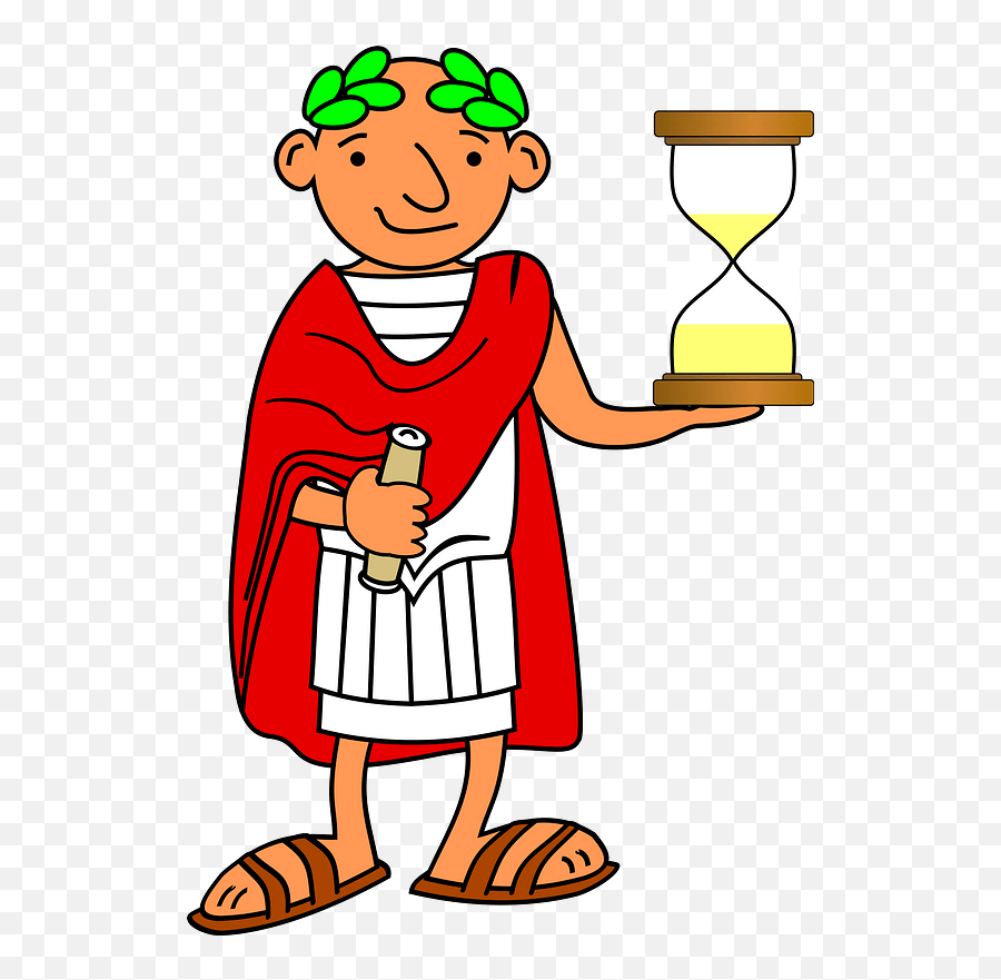 Roman In A Toga With Hourglass Clipart Emoji,Toga Clipart