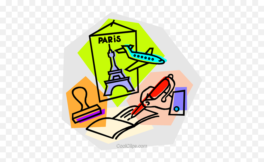 Paris Urlaub Mit Flugtickets Vektor Clipart Bild - Vc016645 Trip To Paris Clipart Emoji,Paris Clipart