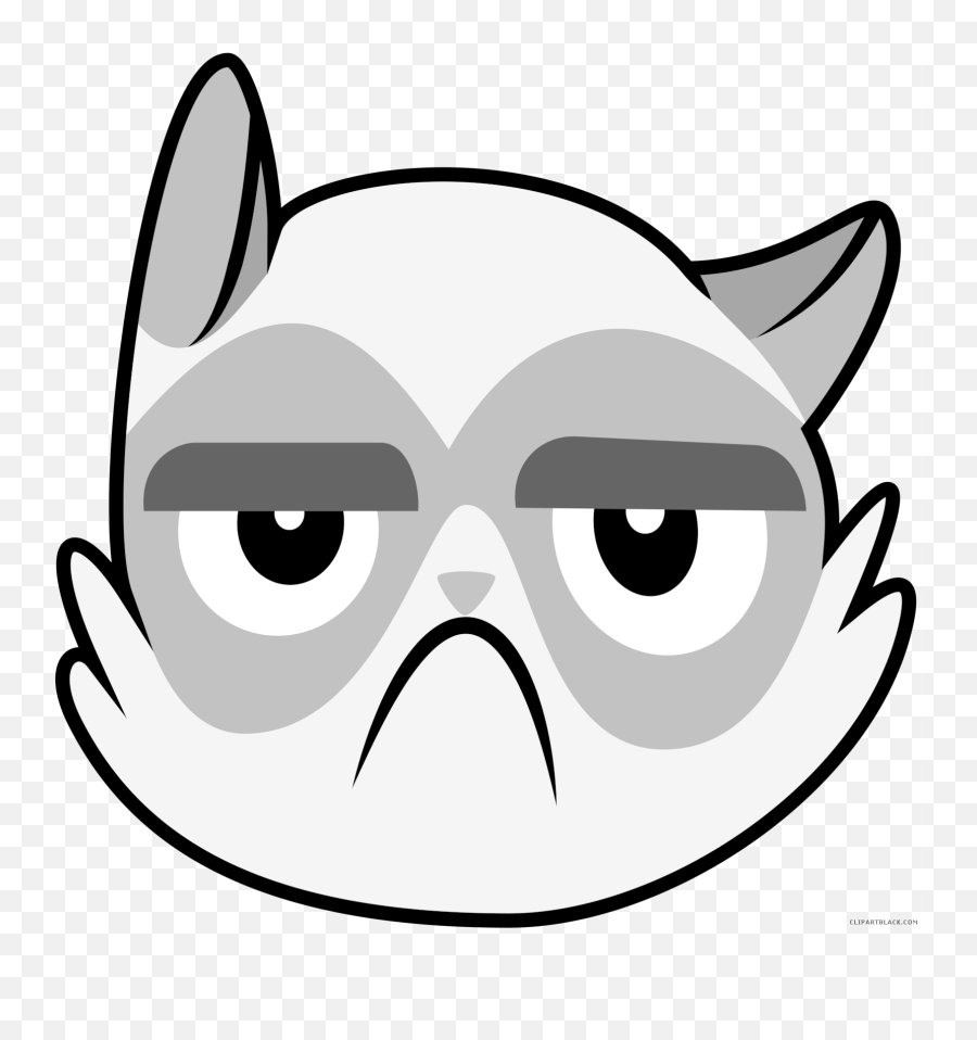 Cat Face Clipart Black And White Png - Grumpycoin Emoji,Cat Face Clipart