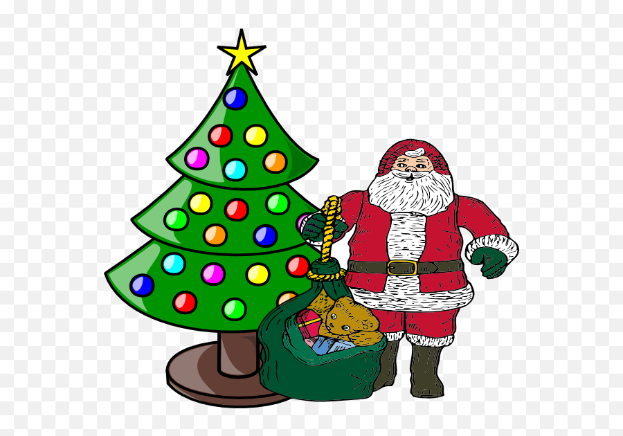 Santa Clipart Xmas Santa Xmas Transparent Free For Download - Christmas Tree Clip Art With Santa Emoji,Christmas Tree Clipart