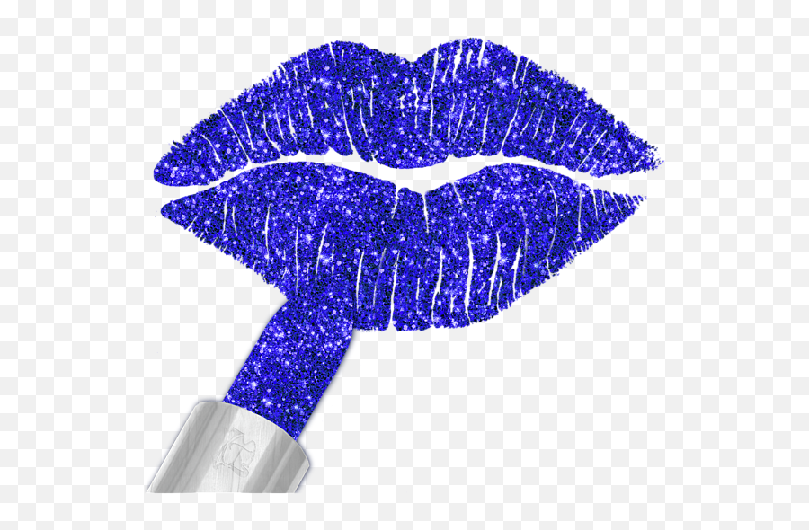 Cobalt Glitter Kiss Lipstick On Pouty Lips Fashion Art T - Shirt Png Purple Glitter Lips Emoji,Kiss Lips Png