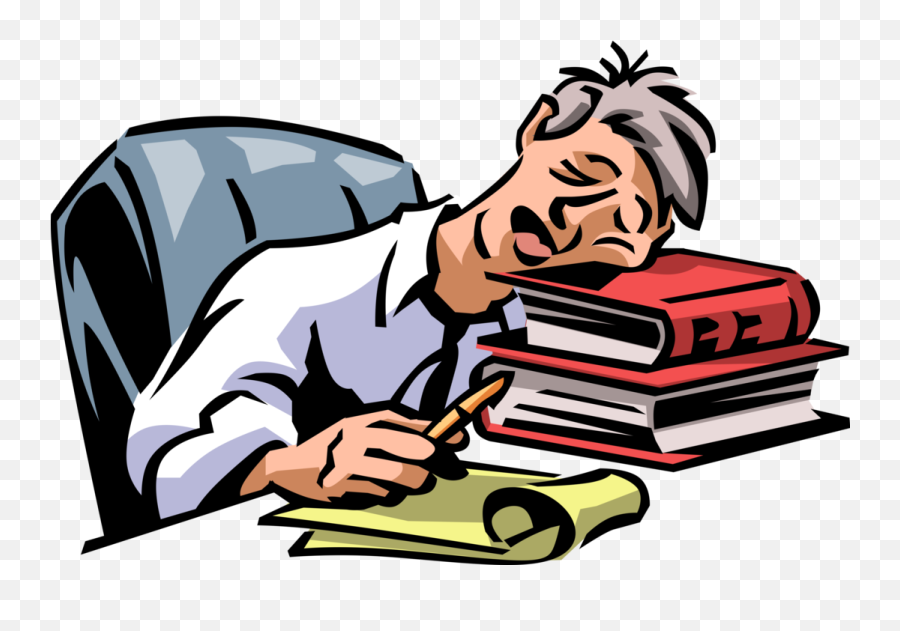 Tired Office Worker Cartoon Clipart - Exhaustion Clip Art Emoji,Tired Clipart