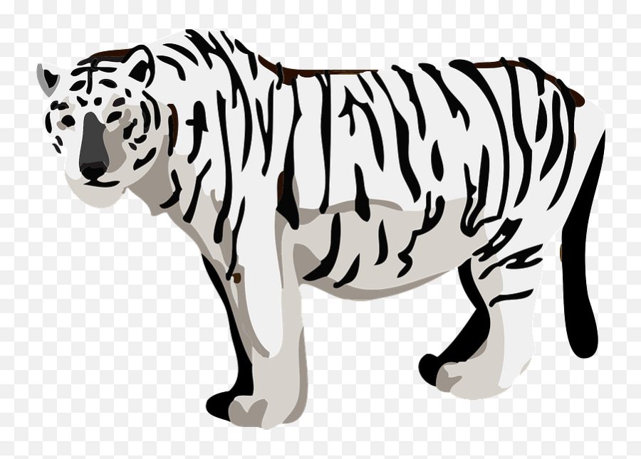White Tiger Animal Clipart - Animal Figure Emoji,Tiger Clipart Black And White