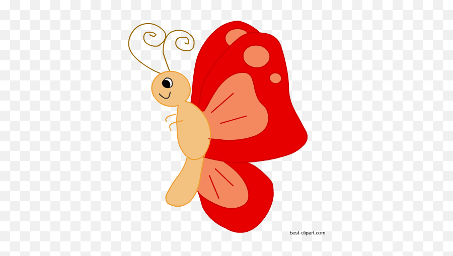 Download Red Cartoon Butterfly - Cute Red Butterfly Clipart Emoji,Butterfly Clipart