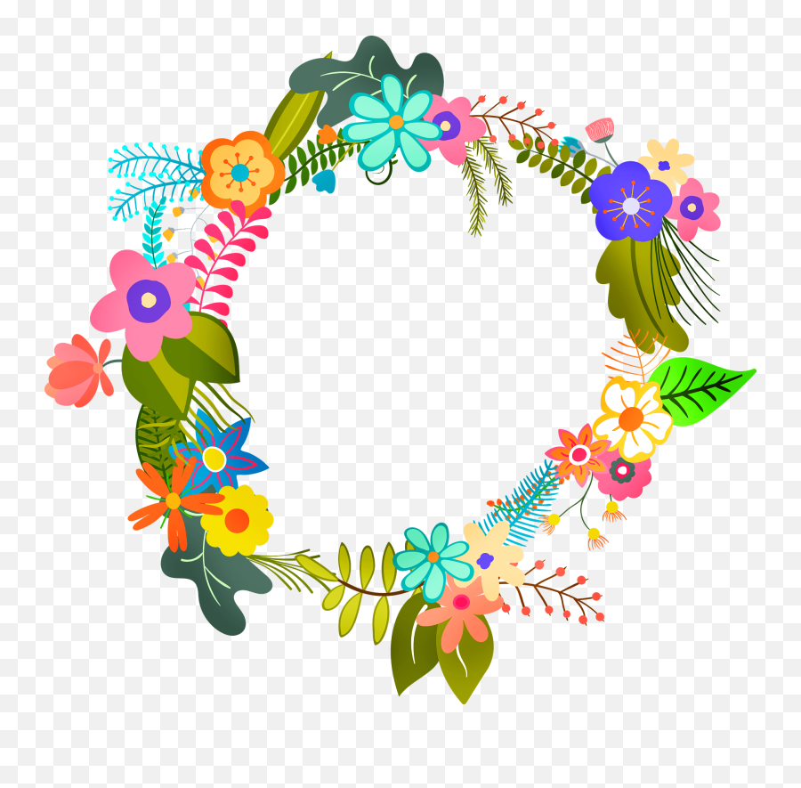 Flower Wreath Clipart - Flower Wreath Clipart Emoji,Wreath Clipart