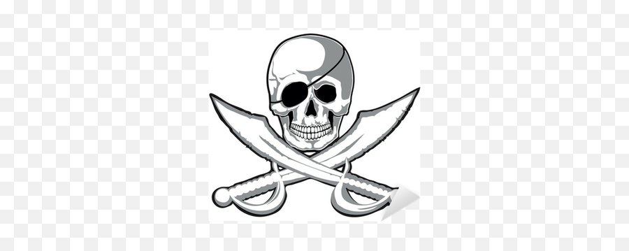 Smiling Skull And Two Pirate Swords Isolated Vector Sticker U2022 Pixers - We Live To Change Jolly Roger Emoji,Pirate Sword Clipart