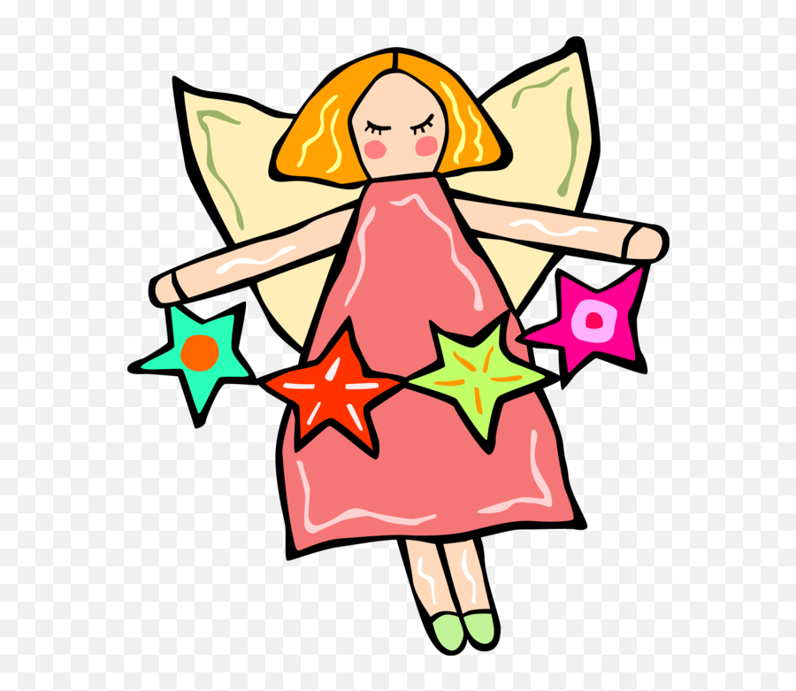 Angel With Wings And Stars - Vector Image Emoji,Stars Vector Png