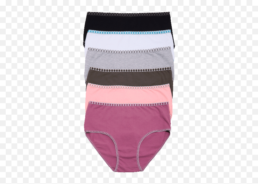 6 - Pack Angelina Seamless Midrise Brief Panties With Emoji,Pink Logo Panty