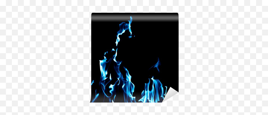 Blue Flame Fire On Black Background Wall Mural U2022 Pixers Emoji,Blue Flames Png Transparent