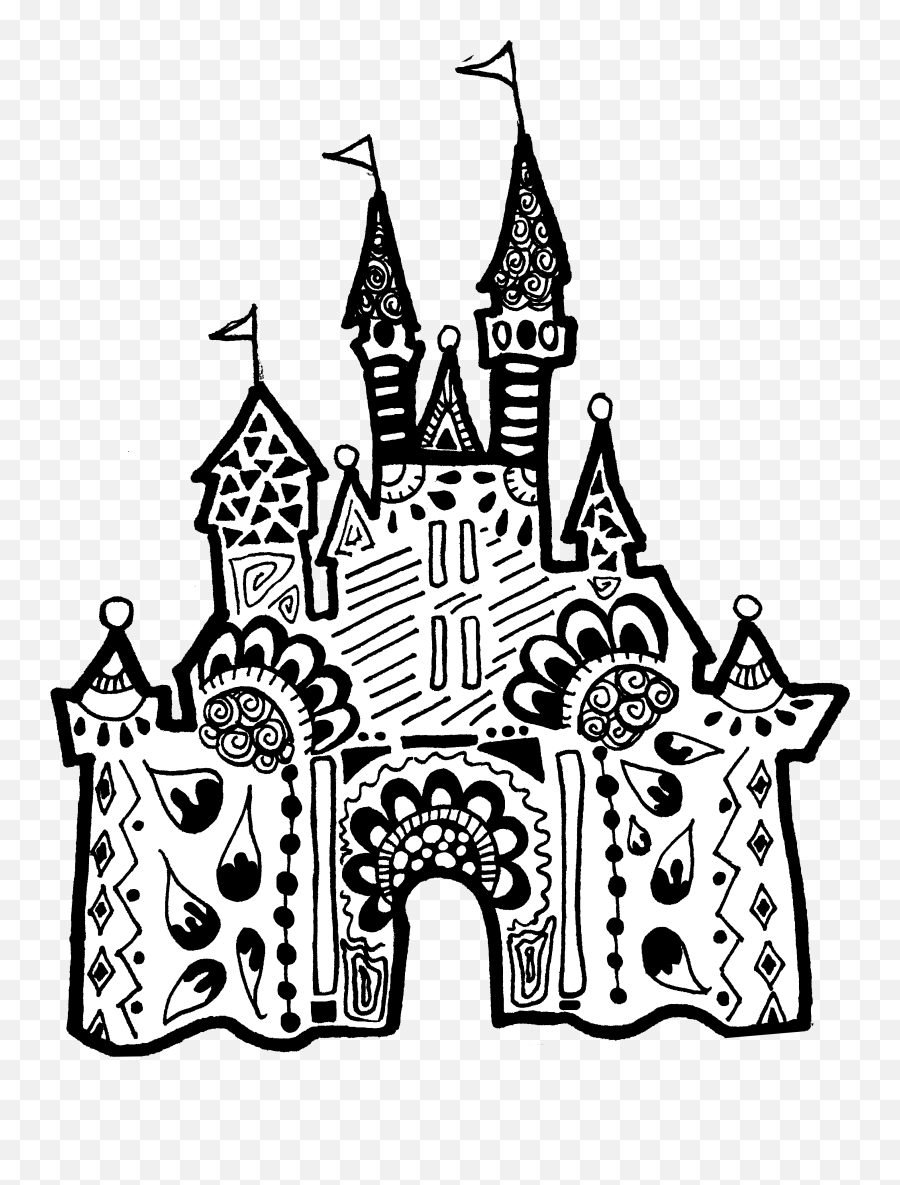 Castle Zentangle - Decorative Emoji,Disney Castle Png