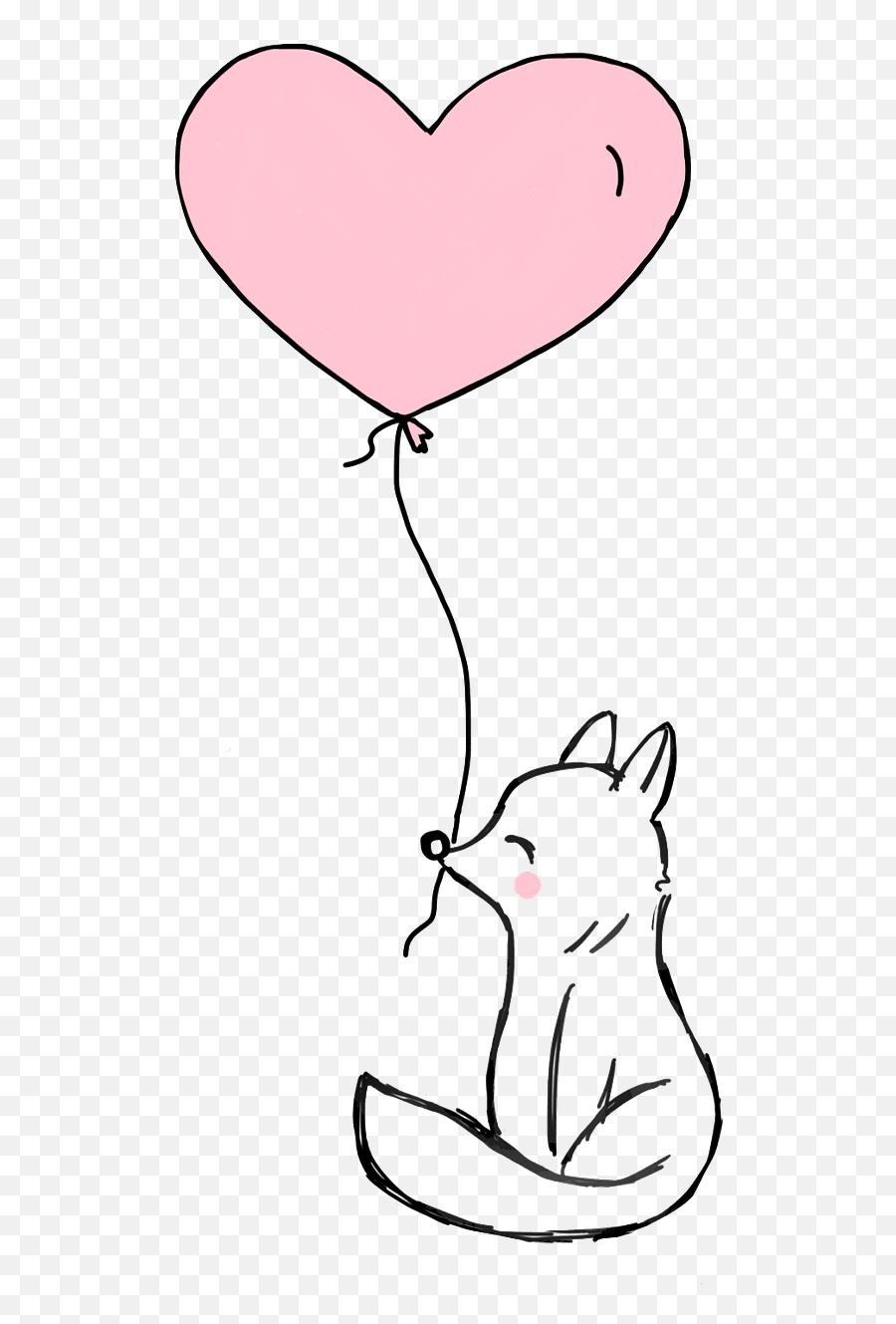 Fox With Heart Balloon Clipart Free Download Transparent - Fox Holding Heart Balloon Emoji,Balloon Clipart Black And White