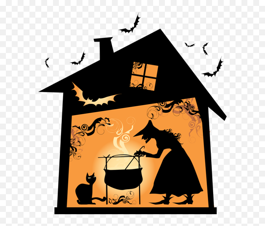 Library Of Haunted House Witch Image Black And White Stock - Old Witch House Clipart Emoji,Haunted House Clipart