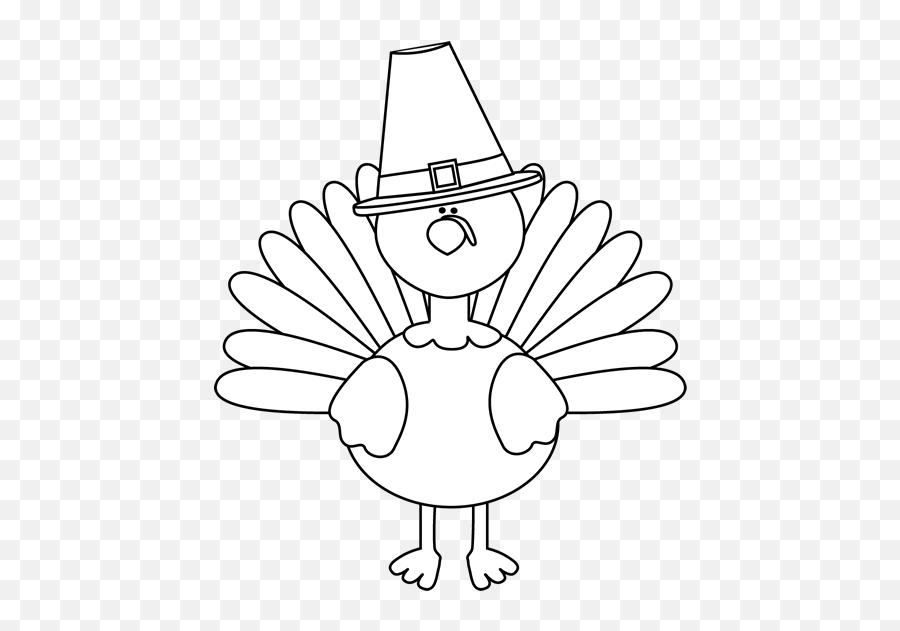 Download Black And White Turkey Pilgrim - Thanksgiving Turkey Coloring Page Emoji,Turkey Clipart Black And White