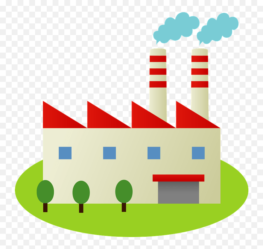 Factory With Smokestacks Clipart - Factory Emoji,Factory Clipart