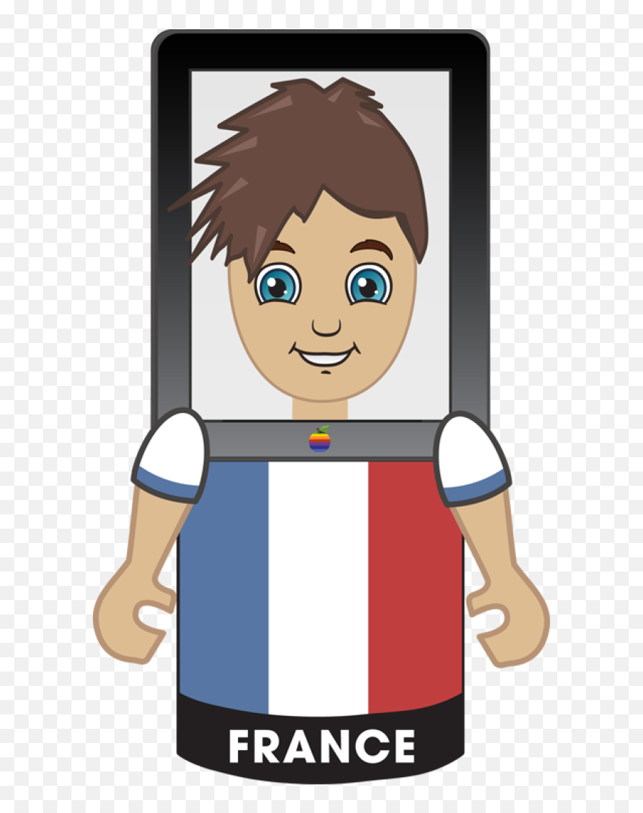 Drawn Computer Boy In A T - Shirt With A French Flag Free Emoji,French Flag Png