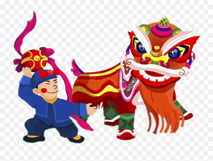 Chinese New Year Png - Lion Dance Chinese New Year Cartoon Emoji,Chinese New Year Clipart