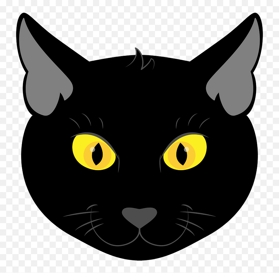 Black Cat Face Clipart - Black Cat Face Png Emoji,Cat Face Png