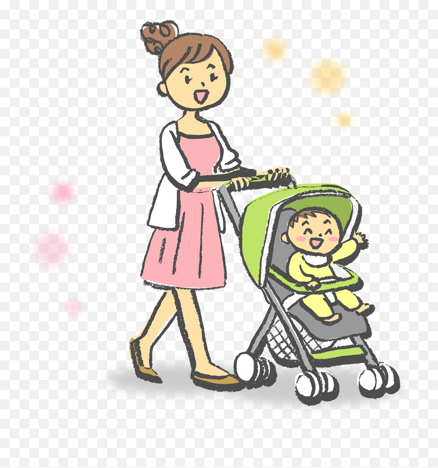 Mother Is Pushing Baby Stroller Clipart Free Download - Clipart Of A Baby In A Stroller Emoji,Clipart - Baby