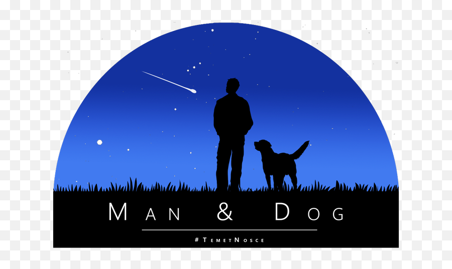 Download Of A Man And Dog Sitting And Watching The Night Sky Emoji,Dog Silhouette Transparent Background