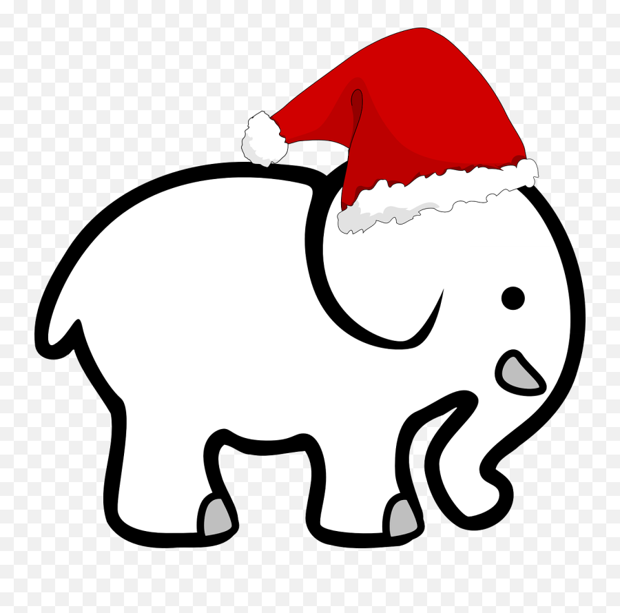 With Santa Hat Clip Art - White Elephant Clip Art Emoji,Santa Hat Clipart