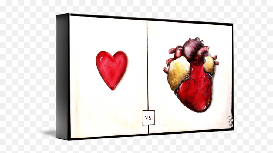 Fake Vs Real By Alie Ward - Heart Drawing Vs Real Emoji,Real Heart Png