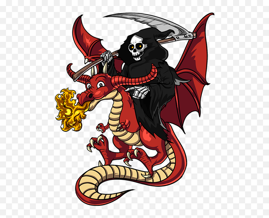 Grim Reaper Riding Dragon Beach Towel - Poster Emoji,Grim Reaper Clipart