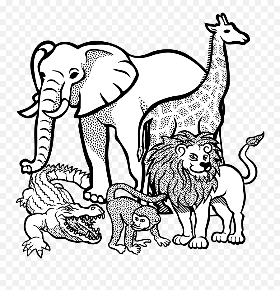African Animals - Jungle Animals Pencil Drawing Emoji,Animals Clipart