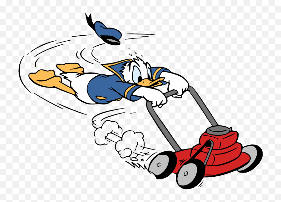 Donald Duck Clip Art 5 Disney Clip Art Galore - Donald Duck Mowing The Lawn Emoji,Lawnmower Clipart