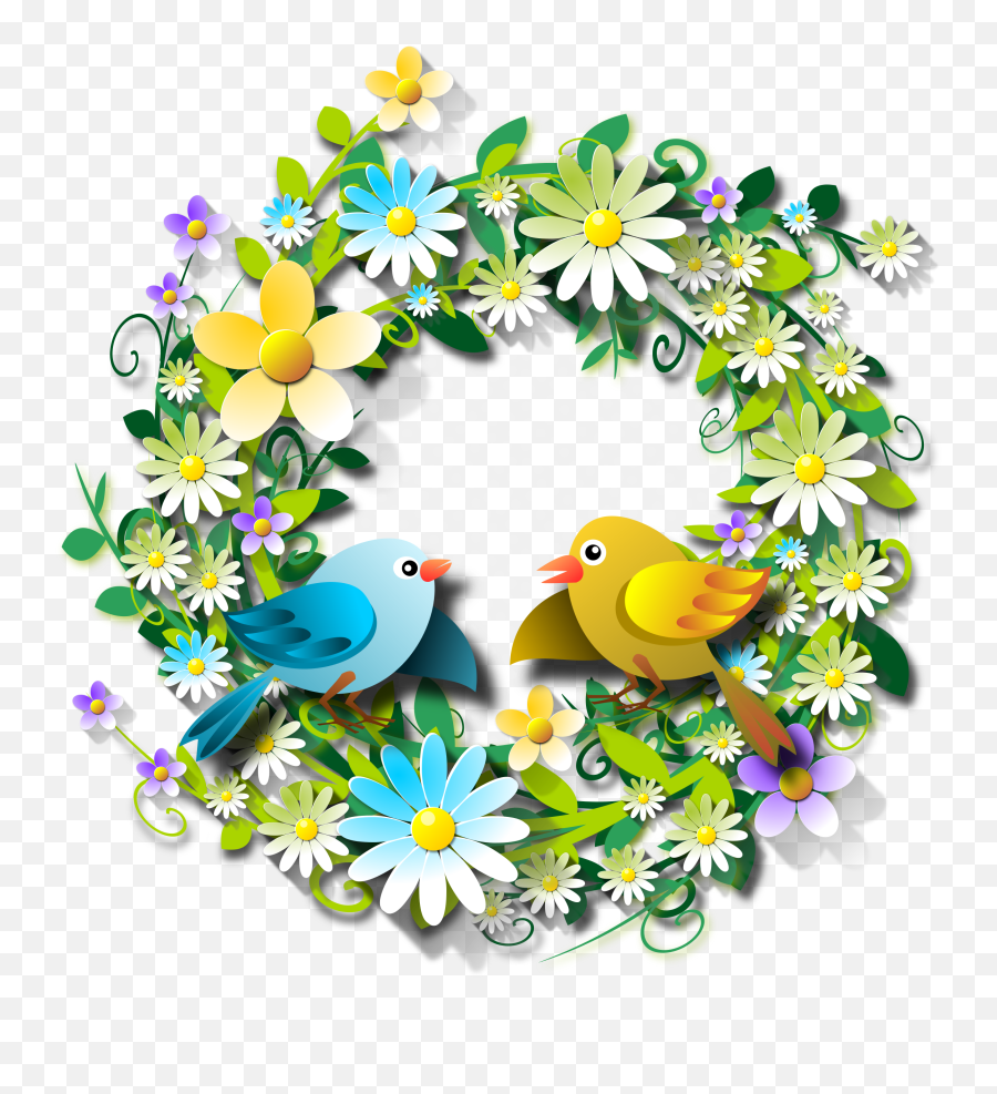 Clipart Of Flowery Spring Birds Free Image Download Emoji,Springtime Clipart