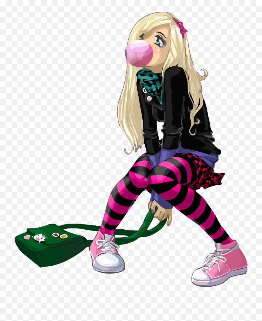 Ftestickers Clipart Cartoon Girl Bubblegum Cute - Cute Cute Anime Girl Png Emoji,Anime Girl Png