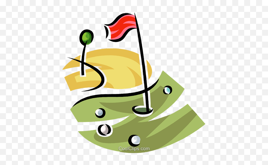 Golf Balls On The Green Around The Flag Royalty Free Vector Emoji,Golf Green Clipart