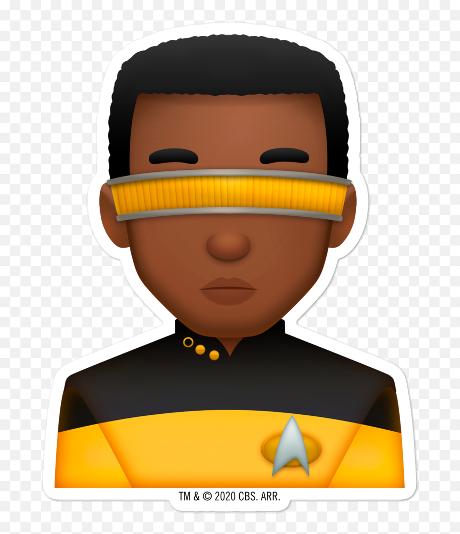 Star Trek The Next Generation Geordi Emoji Die Cut Sticker - For Adult,Cbs Star Trek Logo