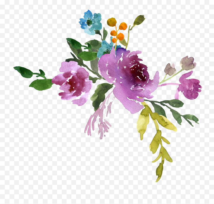 Flower Watercolor Png Pictures Free - Transparent Watercolor Flowers Emoji,Flower Transparent