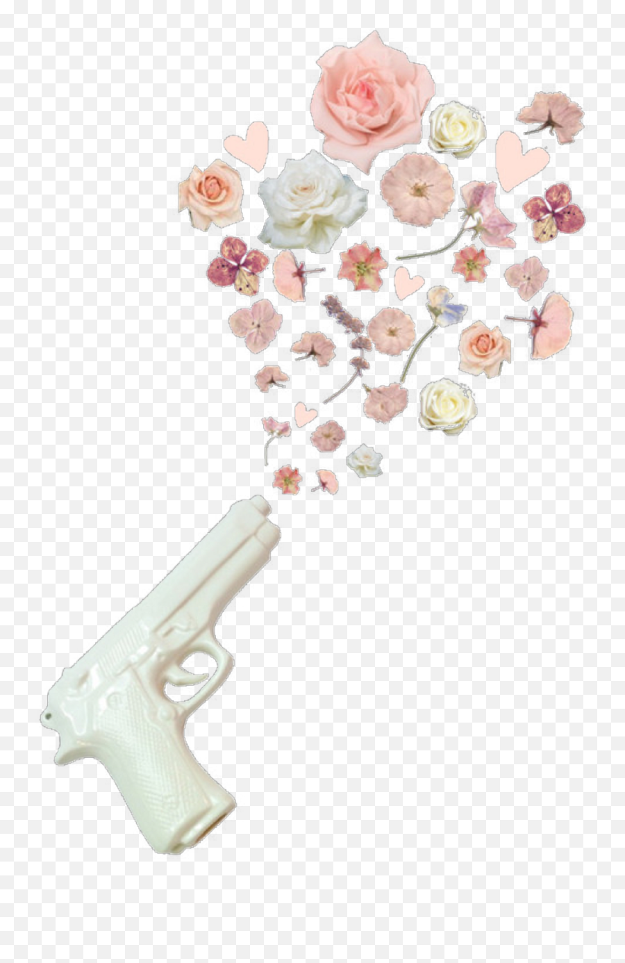 White Gun Flowers Pink Cream Polyvore Moodboard Filler - Gun Flower Png Emoji,Tumblr Flowers Transparent