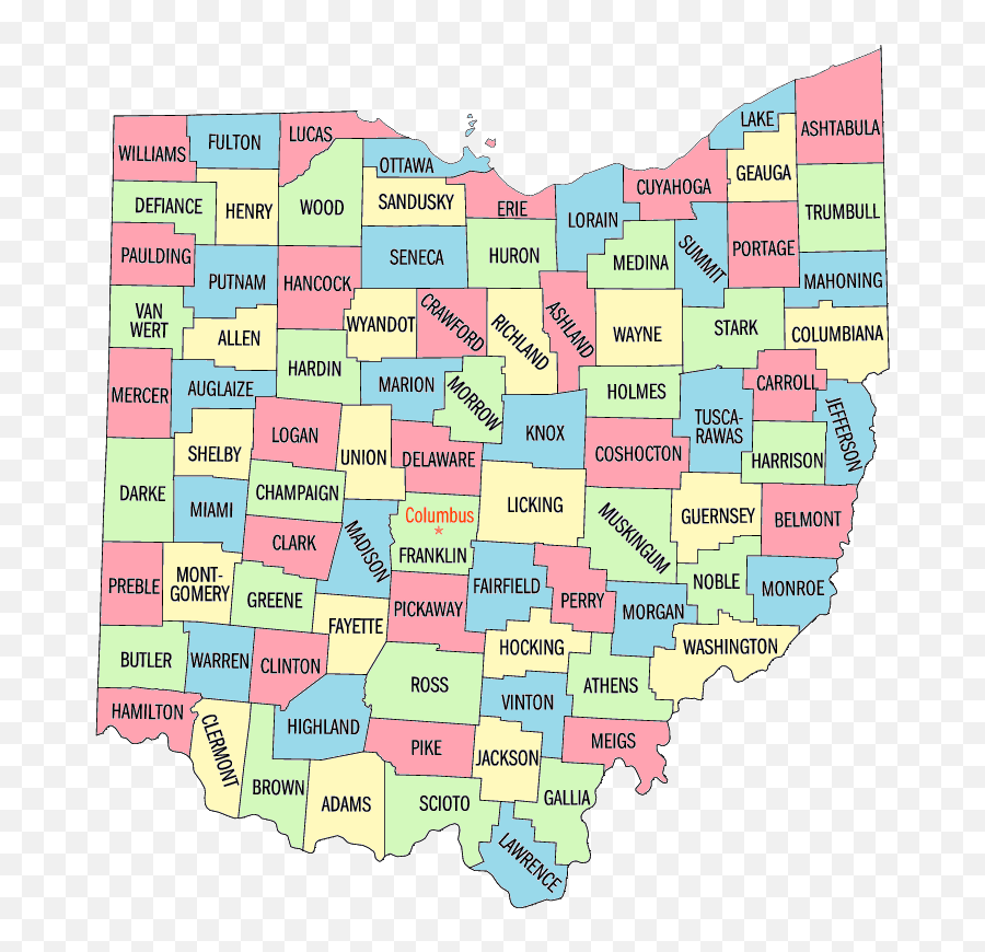 Ohio Counties Color Map Emoji,Ohio Png