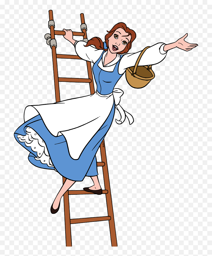 Belle On Ladder Clipart - Belle Beauty And The Beast On Ladder Emoji,Ladder Clipart