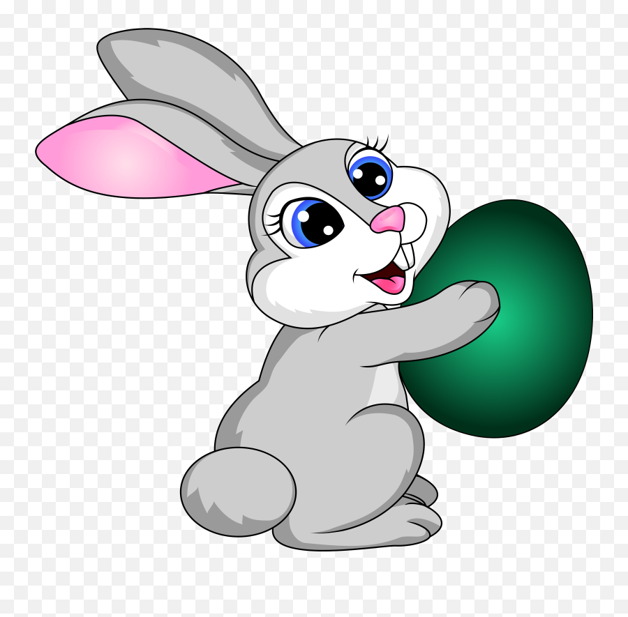 Download With Egg Easter Bunny Transparent Free Hq Image - Transparent Easter Bunny Clipart Hd Emoji,Easter Clipart Free