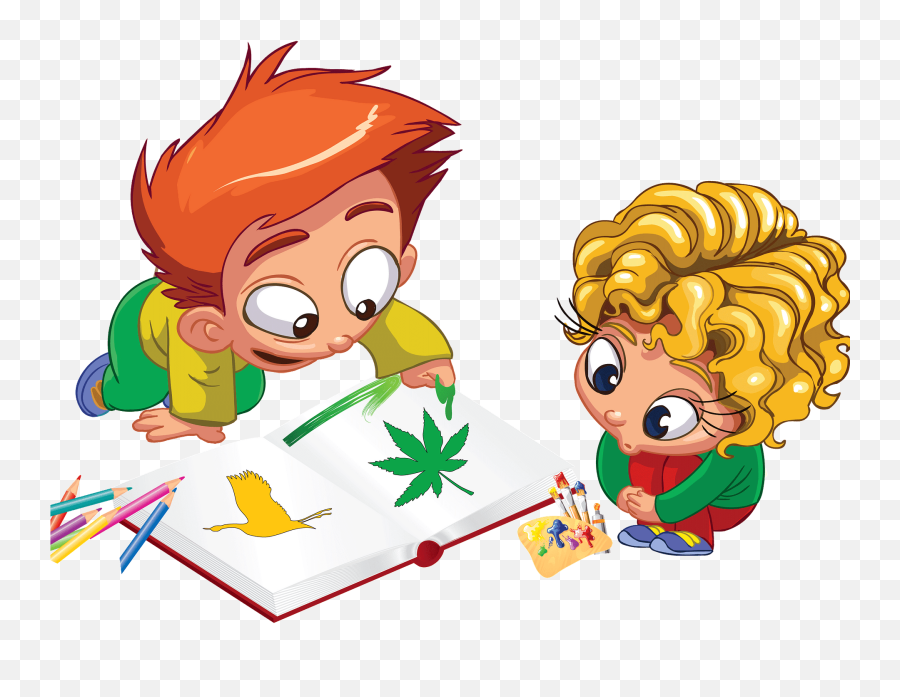 Kids Are Enjoying Coloring Clipart - Coloring Clipart Emoji,Kids Clipart
