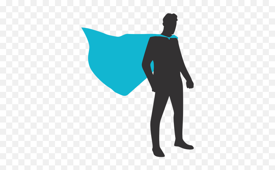 Standing Man Silhouette In Blue Cape Transparent Png U0026 Svg Emoji,Cape Transparent