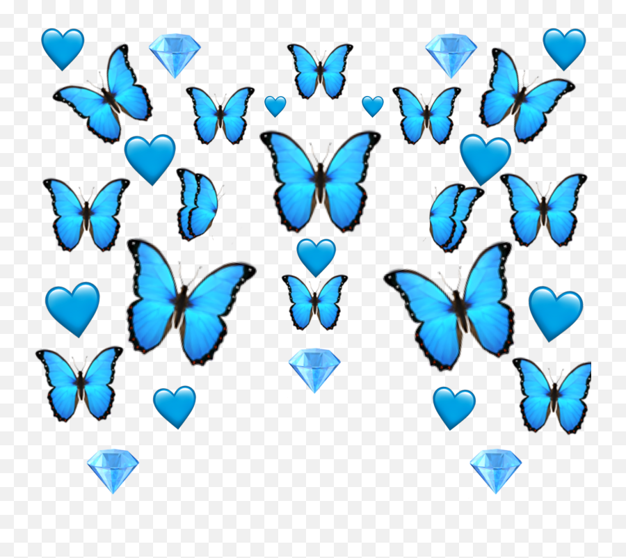 Butterfly Diamond Blue Sticker By U2022blissu2022 Emoji,Blue Butterfly Clipart