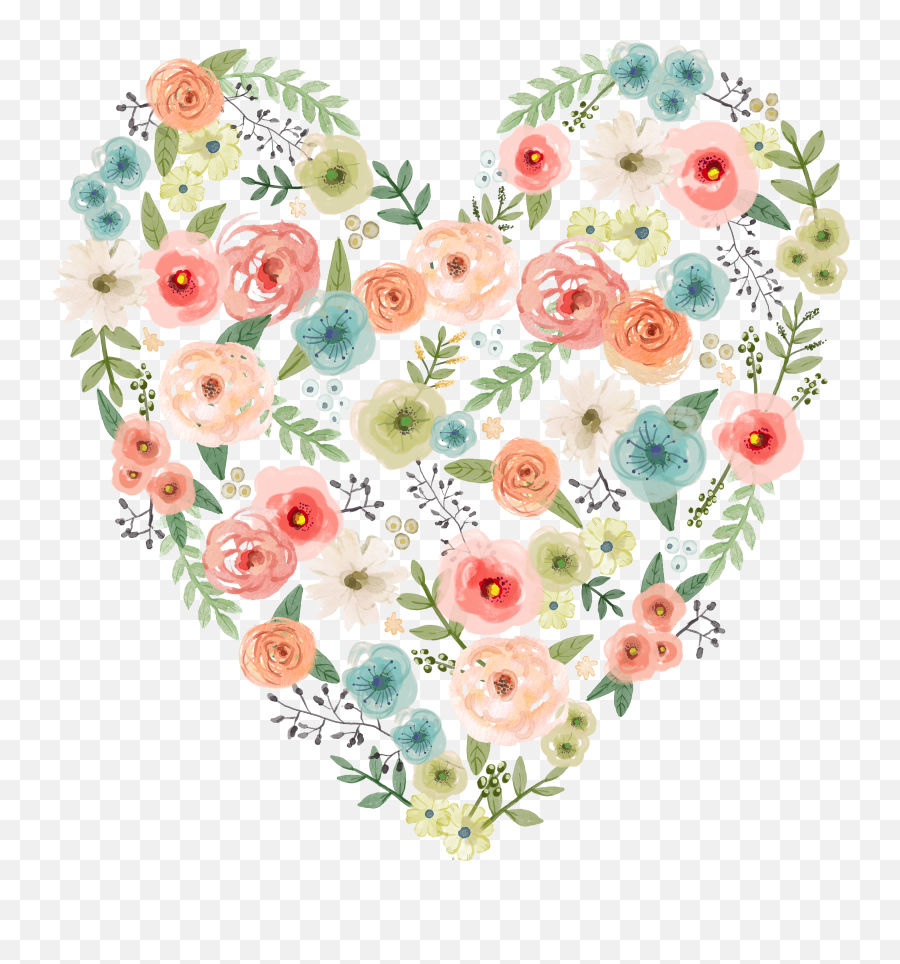 Floral Heart Png - Wedding Invitation Watercolor Painting Watercolor Free Heart Clipart Emoji,Watercolor Heart Png