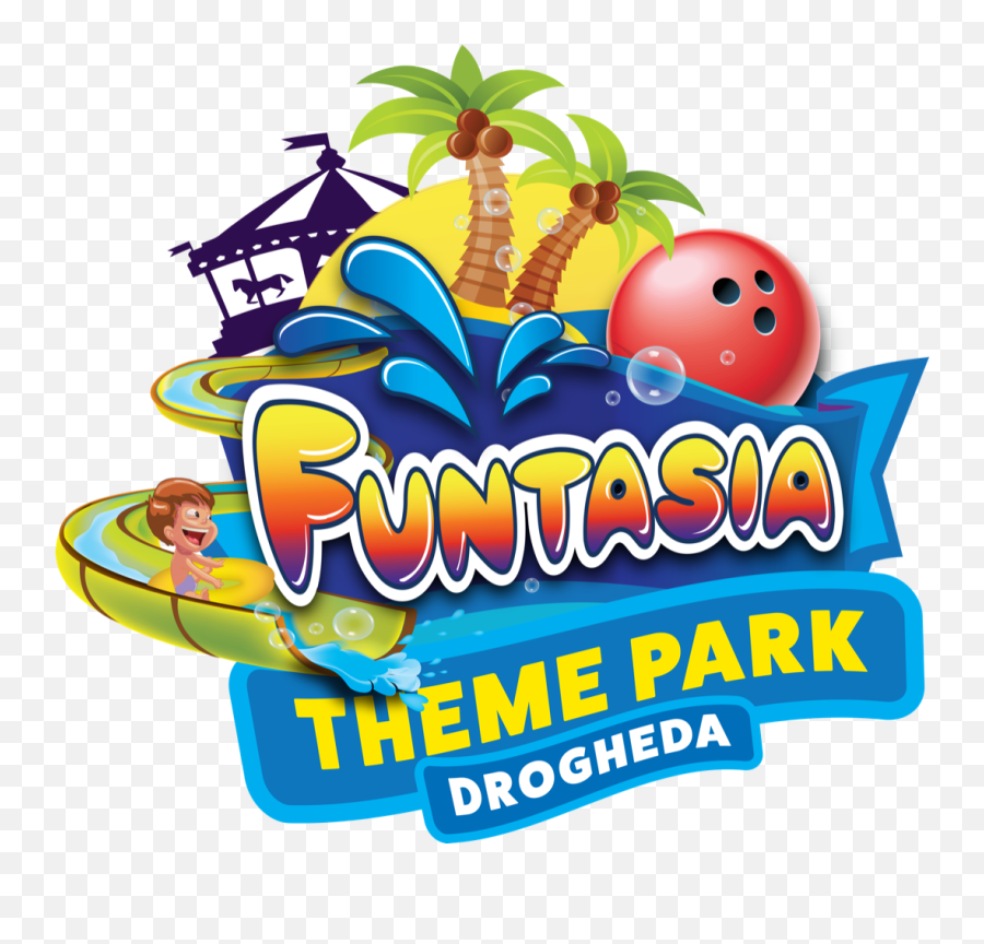 Indoor Waterpark Arcade Bowling Funtasia Theme Park Emoji,Amusement Park Logo