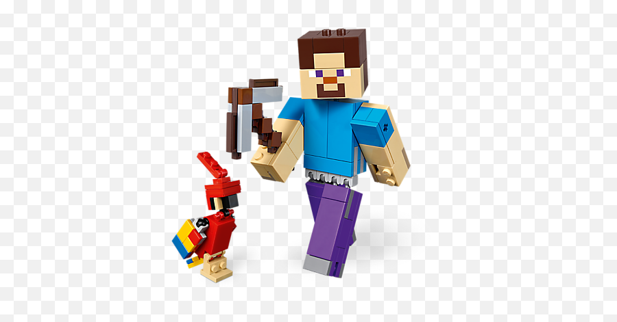 Download Minecraft Steve Bigfig With Parrot - Minecraft Steve Transparent Minecraft Lego Emoji,Minecraft Steve Png